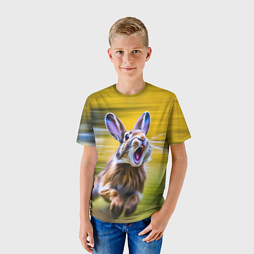 Детская футболка Крик бегущего зайца / 3D-принт – фото 3