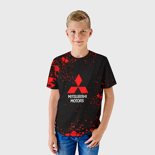 Детская футболка Митсубиси - красные брызги / 3D-принт – фото 3