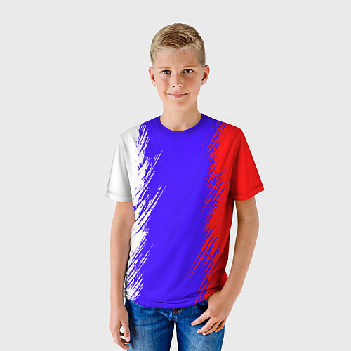 Детская футболка Штрихи триколор / 3D-принт – фото 3