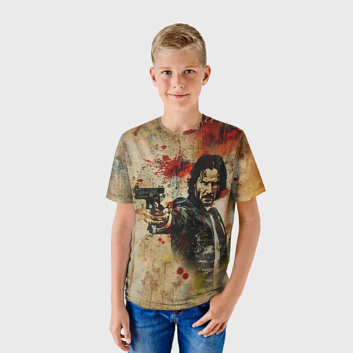 Детская футболка Джон Уик с пистолетом в стиле гранж / 3D-принт – фото 3