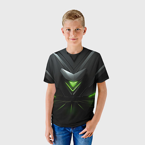 Детская футболка Яркая зеленая абстрактная конструкция в стиле nvid / 3D-принт – фото 3