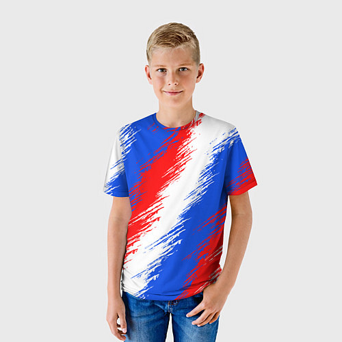 Детская футболка Триколор штрихи красок / 3D-принт – фото 3