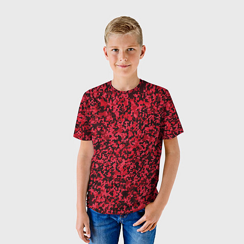Детская футболка Тёмно-красный паттерн пятнистый / 3D-принт – фото 3