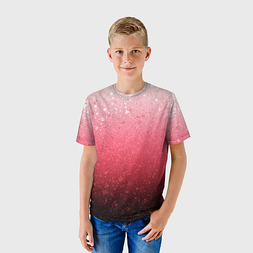 Детская футболка Градиент розово-чёрный брызги / 3D-принт – фото 3