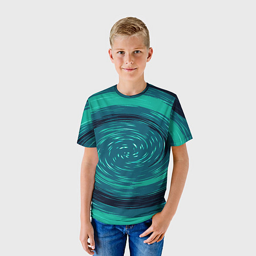 Детская футболка Сине-зелёный спираль / 3D-принт – фото 3