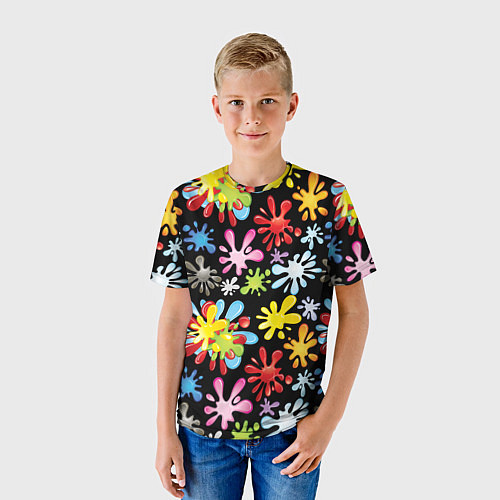 Детская футболка Много разноцветных клякс / 3D-принт – фото 3