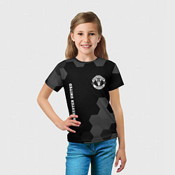 Футболка детская Manchester United sport на темном фоне вертикально, цвет: 3D-принт — фото 2