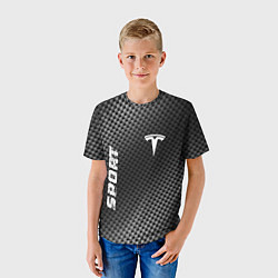 Футболка детская Tesla sport carbon, цвет: 3D-принт — фото 2