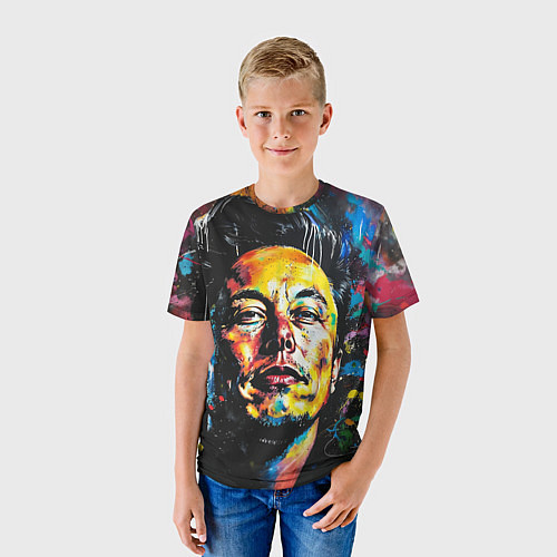 Детская футболка Граффити портрет Илона Маска / 3D-принт – фото 3