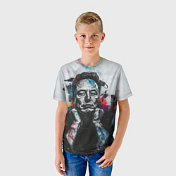 Футболка детская Илон Маск граффити портрет на серой стене, цвет: 3D-принт — фото 2