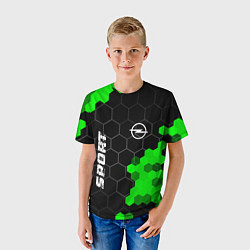 Футболка детская Opel green sport hexagon, цвет: 3D-принт — фото 2