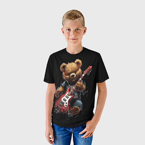 Детская футболка Большой плюшевый медведь играет на гитаре / 3D-принт – фото 3