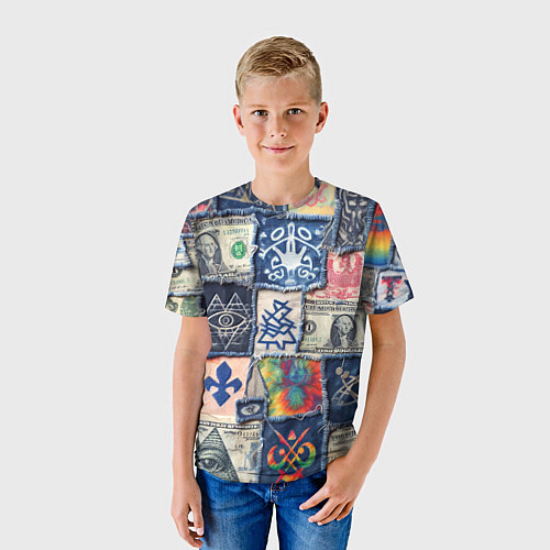 Детская футболка Баксы на дениме пэчворк / 3D-принт – фото 3
