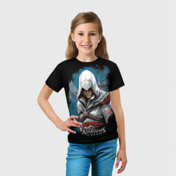 Футболка детская Assassins creed белый костюм, цвет: 3D-принт — фото 2