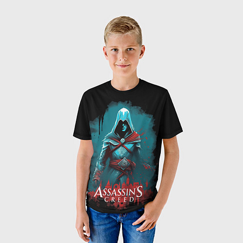 Детская футболка Assassins creed синий дым / 3D-принт – фото 3