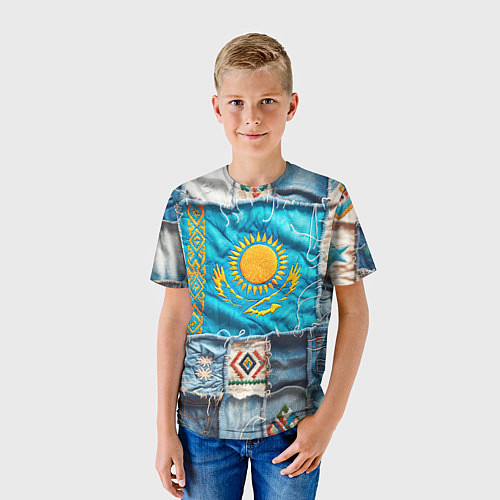 Детская футболка Пэчворк джинсы в Казахстане / 3D-принт – фото 3