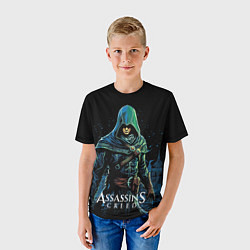 Футболка детская Assassins creed персонаж нарисован на черном, цвет: 3D-принт — фото 2