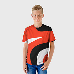 Футболка детская Геометрические волнистые абстрактные волны белые к, цвет: 3D-принт — фото 2