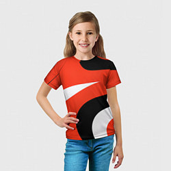 Футболка детская Геометрические волнистые абстрактные волны белые к, цвет: 3D-принт — фото 2