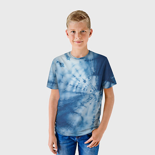 Детская футболка Синяя абстракция паутина / 3D-принт – фото 3