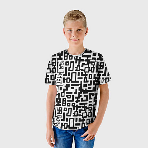 Детская футболка Чёрно-белая глитч инфекция / 3D-принт – фото 3