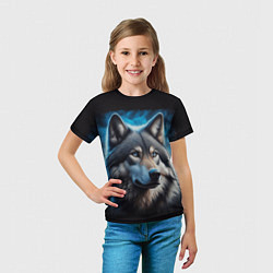 Футболка детская Красивый портрет волка, цвет: 3D-принт — фото 2
