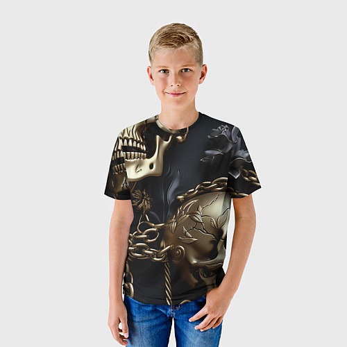 Детская футболка Прикованные цепями черепа / 3D-принт – фото 3