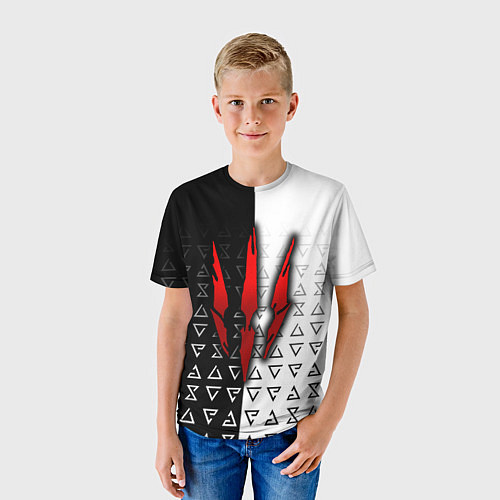 Детская футболка Ведьмак - красные следы от когтей / 3D-принт – фото 3