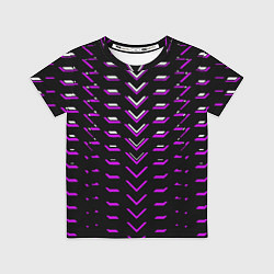 Футболка детская Розово-белые полосы на чёрном фоне, цвет: 3D-принт