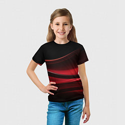 Футболка детская Темная красная абстракция на черном фоне, цвет: 3D-принт — фото 2