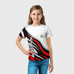 Футболка детская Mercedes benz AMG - белый с красным, цвет: 3D-принт — фото 2