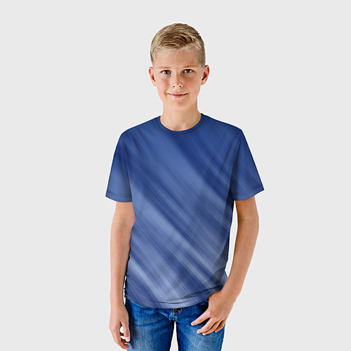 Детская футболка Белые полосы на синем фоне / 3D-принт – фото 3