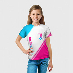 Футболка детская Juventus neon gradient style вертикально, цвет: 3D-принт — фото 2