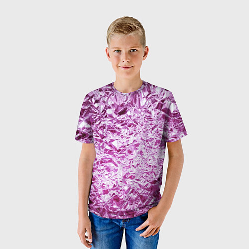 Детская футболка Сверкающая розовая фактура фольги / 3D-принт – фото 3