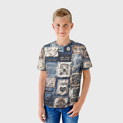 Детская футболка Пэчворк джинсы из Лондона / 3D-принт – фото 3