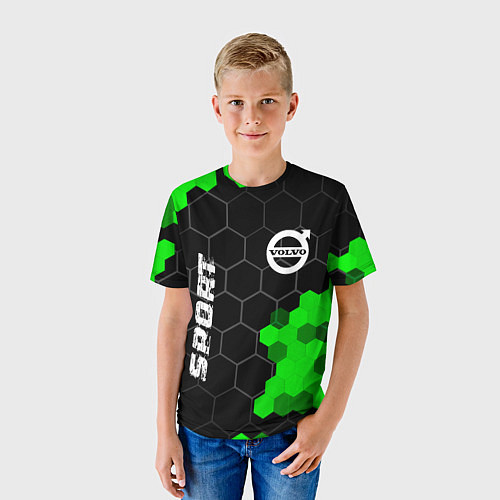Детская футболка Volvo green sport hexagon / 3D-принт – фото 3