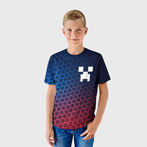 Детская футболка Minecraft неоновые соты / 3D-принт – фото 3