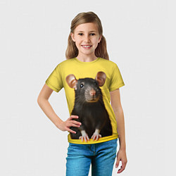 Футболка детская Крыса черная, цвет: 3D-принт — фото 2