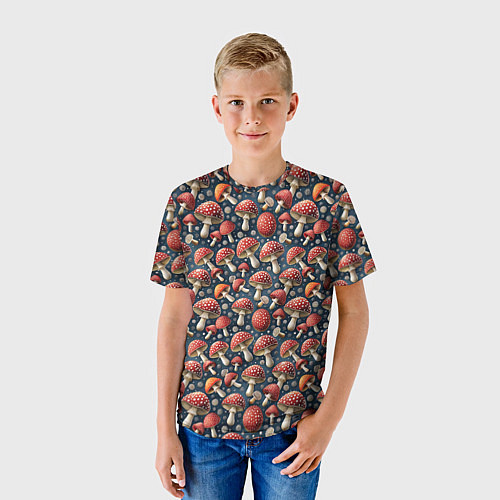 Детская футболка Гриб красный мухомор паттерн / 3D-принт – фото 3
