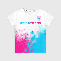 Футболка детская AEK Athens neon gradient style посередине, цвет: 3D-принт