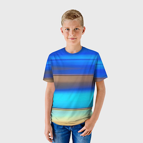 Детская футболка Голубые и коричневые полосы / 3D-принт – фото 3