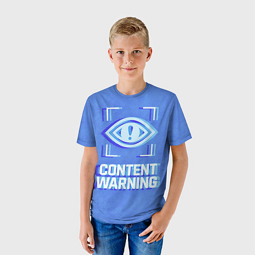 Детская футболка Content Warning blue / 3D-принт – фото 3