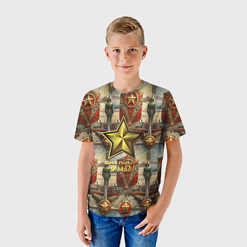 Детская футболка 9 мая солдаты и знамя / 3D-принт – фото 3