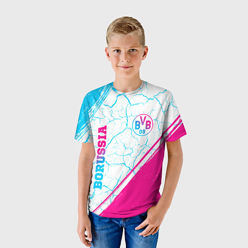 Детская футболка Borussia neon gradient style вертикально / 3D-принт – фото 3