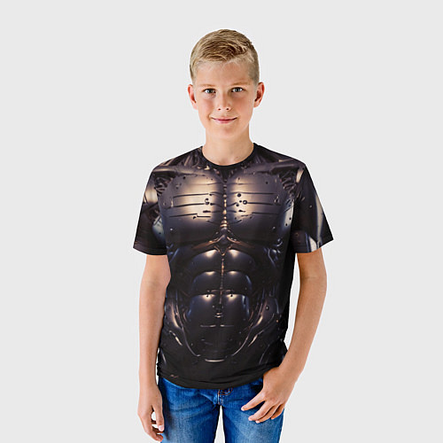 Детская футболка Экзоскелет робота киборга с накаченным торсом / 3D-принт – фото 3