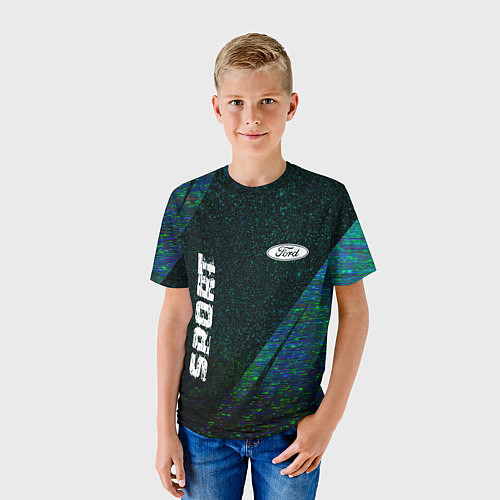 Детская футболка Ford sport glitch blue / 3D-принт – фото 3