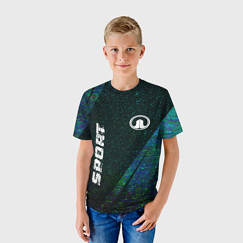 Детская футболка Great Wall sport glitch blue / 3D-принт – фото 3