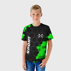 Футболка детская Exeed green sport hexagon, цвет: 3D-принт — фото 2