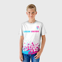 Футболка детская Leeds United neon gradient style посередине, цвет: 3D-принт — фото 2