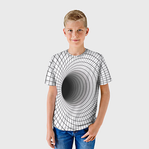 Детская футболка Червоточина - черная сетка на белом / 3D-принт – фото 3